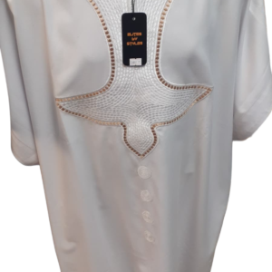 white short sleeve native shirt with embroidery
