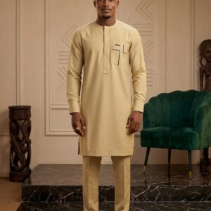elite signature beige men's kaftan
